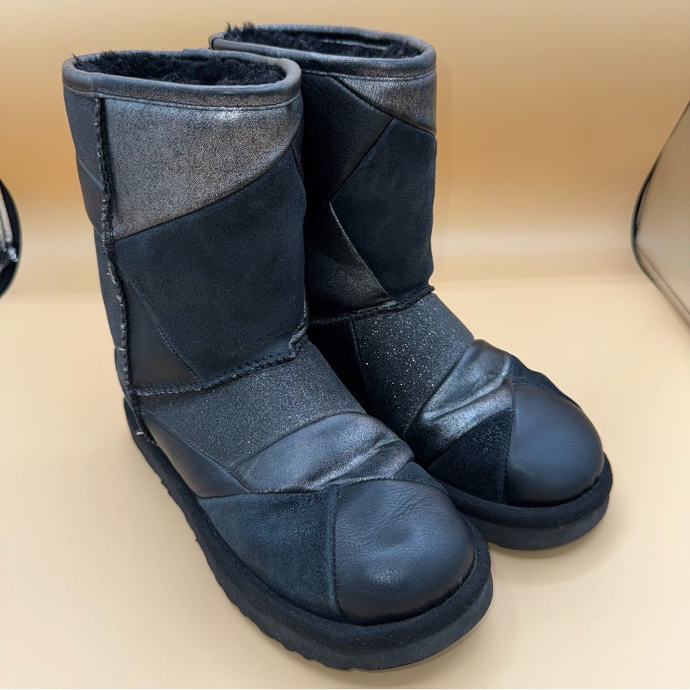 Ugg Classic Short Glitter Patchwork Black And Sil… - image 1